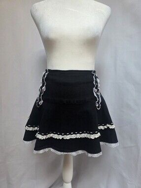 Tripp NYC Black Lace Tiered Mini Skirt Gothic Punk Emo Lolita Size L